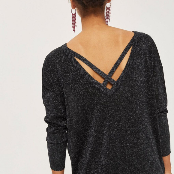 Topshop Sweaters - Cross Back Longline Metallic Sweater US 4 ,US6